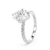 Goldsmiths 18ct White Gold Compass Set 2.20cttw Oval Lab Grown Diamond Set Shoulder Solitaire Engagement Ring - Ring Size M.5