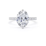 Goldsmiths 18ct White Gold Compass Set 2.70cttw Oval Lab Grown Diamond Set Shoulder Solitaire Engagement Ring - Ring Size T