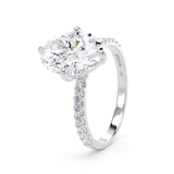 Goldsmiths 18ct White Gold Compass Set 2.70cttw Oval Lab Grown Diamond Set Shoulder Solitaire Engagement Ring - Ring Size T