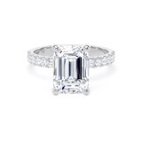 Goldsmiths Platinum 3.25cttw Emerald Cut Lab Grown Diamond Set Shoulder Solitaire Engagement Ring - Ring Size W.5