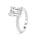 Goldsmiths Platinum 3.25cttw Emerald Cut Lab Grown Diamond Set Shoulder Solitaire Engagement Ring - Ring Size W.5