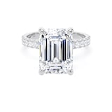 Goldsmiths Platinum 5.25cttw Emerald Cut Lab Grown Diamond Set Shoulder Solitaire Engagement Ring - Ring Size J.5