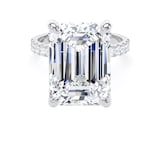 Goldsmiths Platinum 10.25cttw Emerald Cut Lab Grown Diamond Set Shoulder Solitaire Engagement Ring - Ring Size F.5