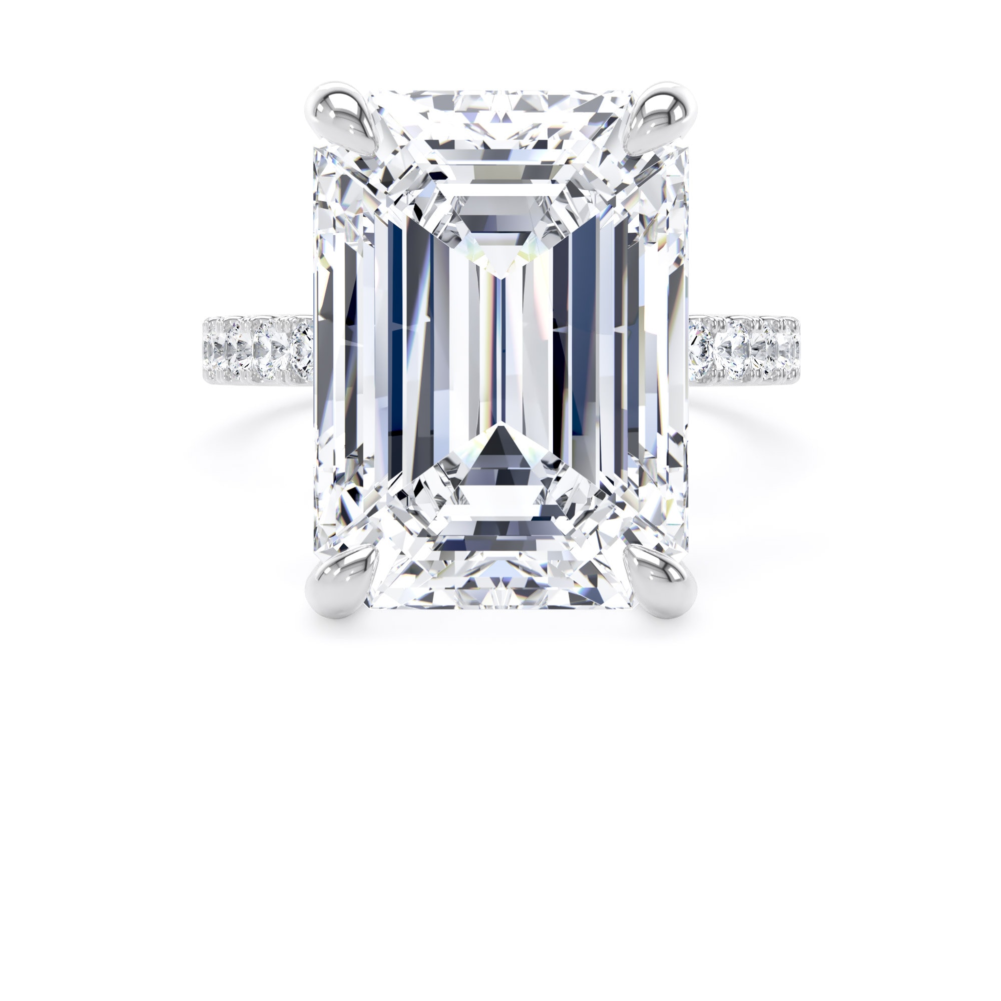 Goldsmiths Platinum 10.25cttw Emerald Cut Lab Grown Diamond Set Shoulder Solitaire Engagement Ring - Ring Size N Goldsmiths Platinum 10.25cttw Emerald Cut Lab Grown Diamond Set Shoulder Solitaire Engagement Ring - Ring Size N