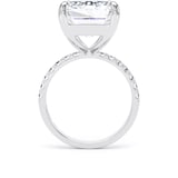 Goldsmiths Platinum 10.25cttw Emerald Cut Lab Grown Diamond Set Shoulder Solitaire Engagement Ring - Ring Size F.5