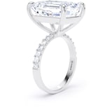 Goldsmiths Platinum 10.25cttw Emerald Cut Lab Grown Diamond Set Shoulder Solitaire Engagement Ring - Ring Size F.5