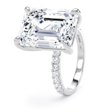 Goldsmiths Platinum 10.25cttw Emerald Cut Lab Grown Diamond Set Shoulder Solitaire Engagement Ring - Ring Size F.5