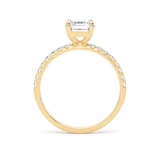 Goldsmiths 18ct Yellow Gold 1.70cttw Emerald Cut Lab Grown Diamond Set Shoulder Solitaire Engagement Ring - Ring Size O.5