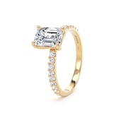 Goldsmiths 18ct Yellow Gold 1.70cttw Emerald Cut Lab Grown Diamond Set Shoulder Solitaire Engagement Ring - Ring Size O.5