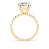 Goldsmiths 18ct Yellow Gold 4.25cttw Emerald Cut Lab Grown Diamond Set Shoulder Solitaire Engagement Ring - Ring Size O.5