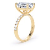 Goldsmiths 18ct Yellow Gold 4.25cttw Emerald Cut Lab Grown Diamond Set Shoulder Solitaire Engagement Ring - Ring Size O.5