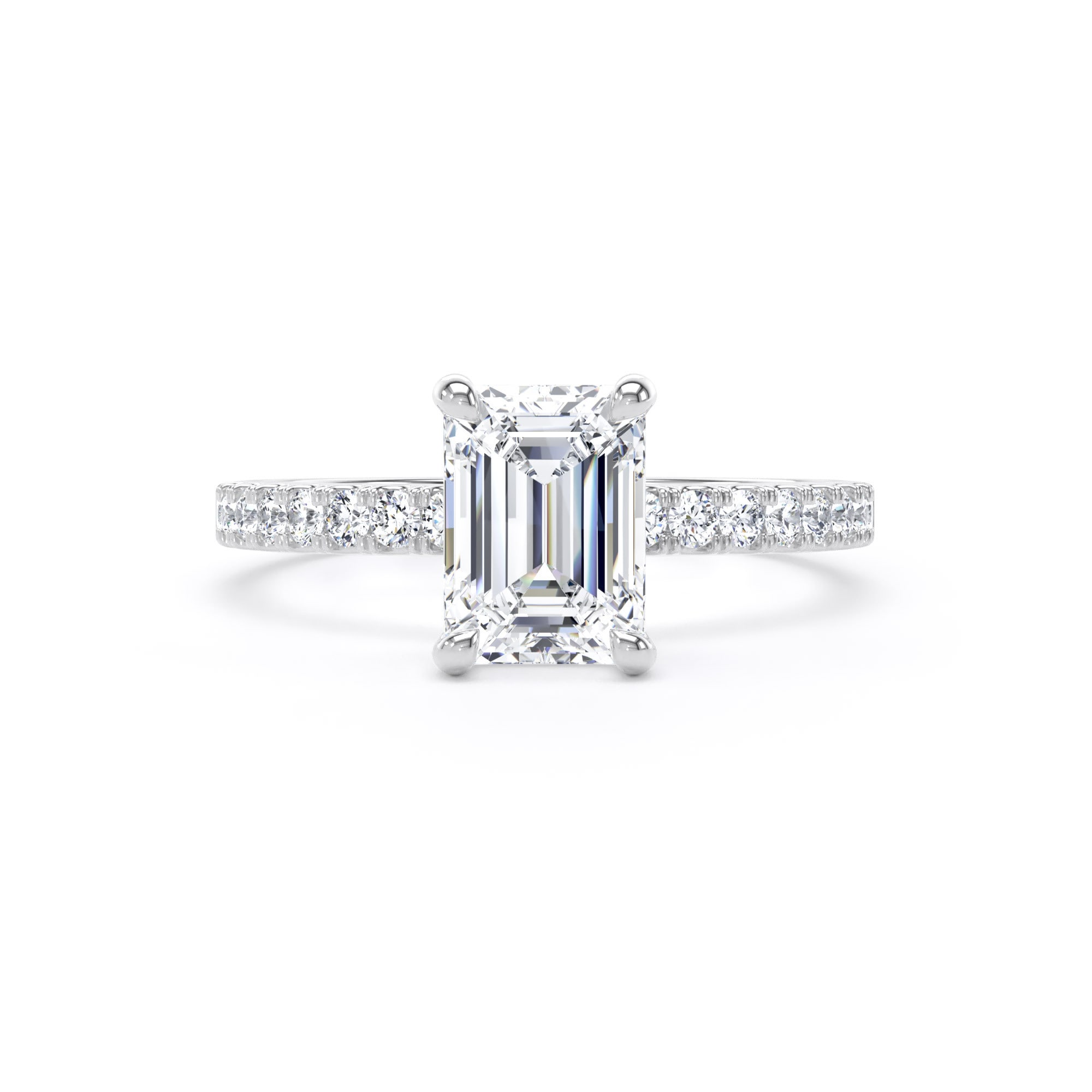 Goldsmiths 18ct White Gold 1.70cttw Emerald Cut Lab Grown Diamond Set Shoulder Solitaire Engagement Ring - Ring Size G Goldsmiths 18ct White Gold 1.70cttw Emerald Cut Lab Grown Diamond Set Shoulder Solitaire Engagement Ring - Ring Size G