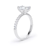 Goldsmiths 18ct White Gold 1.70cttw Emerald Cut Lab Grown Diamond Set Shoulder Solitaire Engagement Ring - Ring Size N.5