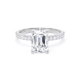 Goldsmiths 18ct White Gold 2.20cttw Emerald Cut Lab Grown Diamond Set Shoulder Solitaire Engagement Ring - Ring Size I.5