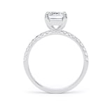 Goldsmiths 18ct White Gold 2.20cttw Emerald Cut Lab Grown Diamond Set Shoulder Solitaire Engagement Ring - Ring Size I.5