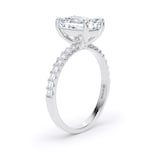 Goldsmiths 18ct White Gold 2.20cttw Emerald Cut Lab Grown Diamond Set Shoulder Solitaire Engagement Ring - Ring Size I.5