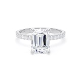 Goldsmiths 18ct White Gold 2.70cttw Emerald Cut Lab Grown Diamond Set Shoulder Solitaire Engagement Ring - Ring Size I.5