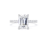 Goldsmiths 18ct White Gold 2.70cttw Emerald Cut Lab Grown Diamond Set Shoulder Solitaire Engagement Ring - Ring Size I.5