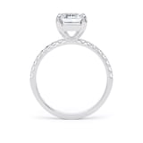 Goldsmiths 18ct White Gold 2.70cttw Emerald Cut Lab Grown Diamond Set Shoulder Solitaire Engagement Ring - Ring Size I.5