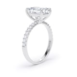 Goldsmiths 18ct White Gold 2.70cttw Emerald Cut Lab Grown Diamond Set Shoulder Solitaire Engagement Ring - Ring Size I.5