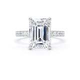 Goldsmiths 18ct White Gold 4.25cttw Emerald Cut Lab Grown Diamond Set Shoulder Solitaire Engagement Ring - Ring Size K.5
