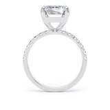Goldsmiths 18ct White Gold 4.25cttw Emerald Cut Lab Grown Diamond Set Shoulder Solitaire Engagement Ring - Ring Size K.5