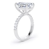 Goldsmiths 18ct White Gold 4.25cttw Emerald Cut Lab Grown Diamond Set Shoulder Solitaire Engagement Ring - Ring Size K.5