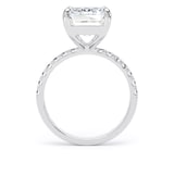 Goldsmiths 18ct White Gold 5.25cttw Emerald Cut Lab Grown Diamond Set Shoulder Solitaire Engagement Ring - Ring Size F