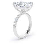 Goldsmiths 18ct White Gold 5.25cttw Emerald Cut Lab Grown Diamond Set Shoulder Solitaire Engagement Ring - Ring Size F