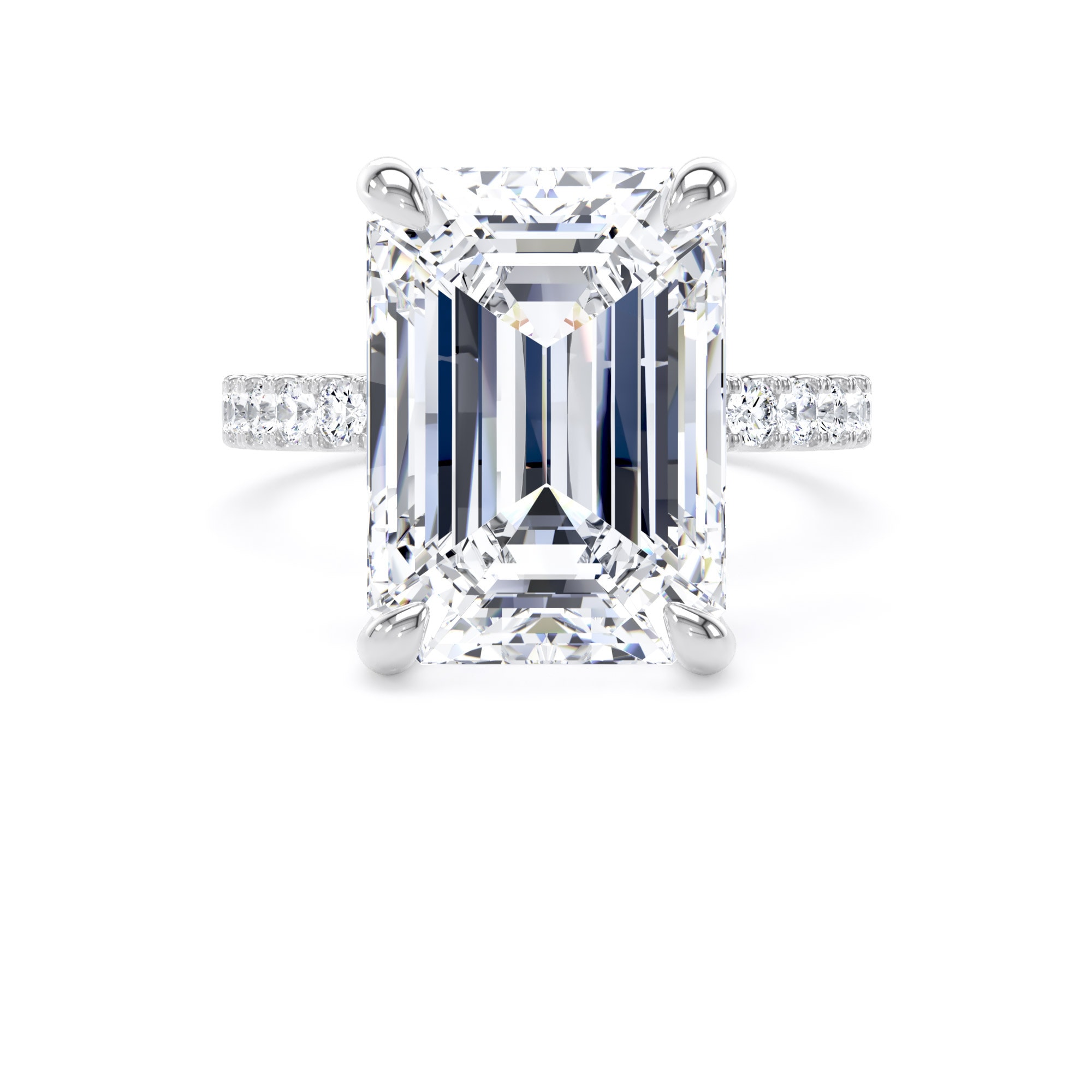 Goldsmiths 18ct White Gold 7.25cttw Emerald Cut Lab Grown Diamond Set Shoulder Solitaire Engagement Ring - Ring Size J Goldsmiths 18ct White Gold 7.25cttw Emerald Cut Lab Grown Diamond Set Shoulder Solitaire Engagement Ring - Ring Size J