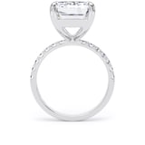 Goldsmiths 18ct White Gold 7.25cttw Emerald Cut Lab Grown Diamond Set Shoulder Solitaire Engagement Ring - Ring Size H
