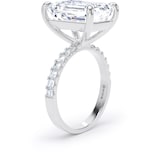 Goldsmiths 18ct White Gold 7.25cttw Emerald Cut Lab Grown Diamond Set Shoulder Solitaire Engagement Ring - Ring Size H