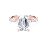 Goldsmiths 18ct Rose Gold 3.25cttw Emerald Cut Lab Grown Diamond Set Shoulder Solitaire Engagement Ring - Ring Size W