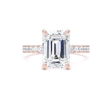 Goldsmiths 18ct Rose Gold 3.25cttw Emerald Cut Lab Grown Diamond Set Shoulder Solitaire Engagement Ring - Ring Size W