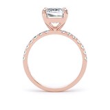 Goldsmiths 18ct Rose Gold 3.25cttw Emerald Cut Lab Grown Diamond Set Shoulder Solitaire Engagement Ring - Ring Size W