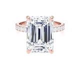 Goldsmiths 18ct Rose Gold 7.25cttw Emerald Cut Lab Grown Diamond Set Shoulder Solitaire Engagement Ring - Ring Size R