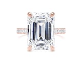 Goldsmiths 18ct Rose Gold 7.25cttw Emerald Cut Lab Grown Diamond Set Shoulder Solitaire Engagement Ring - Ring Size R