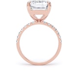 Goldsmiths 18ct Rose Gold 7.25cttw Emerald Cut Lab Grown Diamond Set Shoulder Solitaire Engagement Ring - Ring Size R