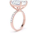 Goldsmiths 18ct Rose Gold 7.25cttw Emerald Cut Lab Grown Diamond Set Shoulder Solitaire Engagement Ring - Ring Size R