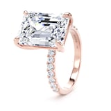 Goldsmiths 18ct Rose Gold 7.25cttw Emerald Cut Lab Grown Diamond Set Shoulder Solitaire Engagement Ring - Ring Size R