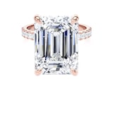 Goldsmiths 18ct Rose Gold 10.25cttw Emerald Cut Lab Grown Diamond Set Shoulder Solitaire Engagement Ring - Ring Size J.5