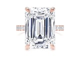 Goldsmiths 18ct Rose Gold 10.25cttw Emerald Cut Lab Grown Diamond Set Shoulder Solitaire Engagement Ring - Ring Size J.5