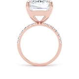 Goldsmiths 18ct Rose Gold 10.25cttw Emerald Cut Lab Grown Diamond Set Shoulder Solitaire Engagement Ring - Ring Size J.5