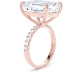 Goldsmiths 18ct Rose Gold 10.25cttw Emerald Cut Lab Grown Diamond Set Shoulder Solitaire Engagement Ring - Ring Size J.5