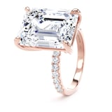 Goldsmiths 18ct Rose Gold 10.25cttw Emerald Cut Lab Grown Diamond Set Shoulder Solitaire Engagement Ring - Ring Size J.5
