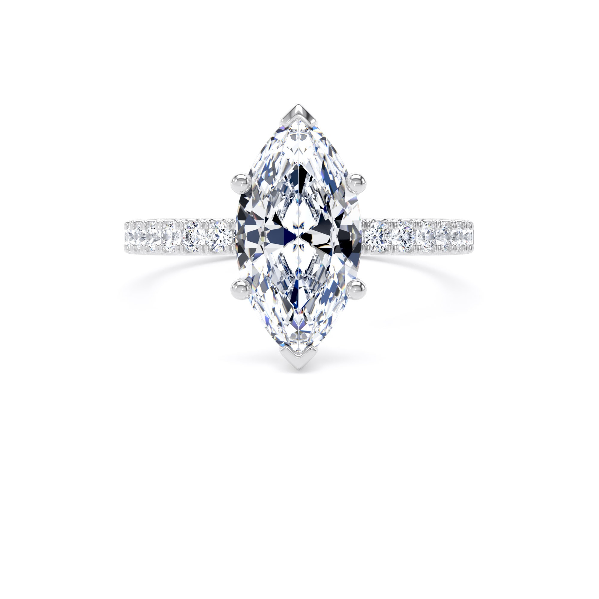 Goldsmiths Platinum 2.20cttw Marquise Cut Lab Grown Diamond Set Shoulder Solitaire Engagement Ring - Ring Size U