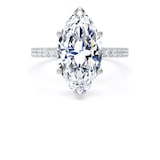 Goldsmiths Platinum 4.25cttw Marquise Cut Lab Grown Diamond Set Shoulder Solitaire Engagement Ring - Ring Size P