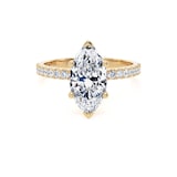Goldsmiths 18ct Yellow Gold 2.20cttw Marquise Cut Lab Grown Diamond Set Shoulder Solitaire Engagement Ring - Ring Size S.5