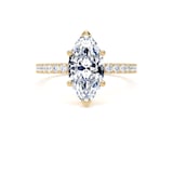 Goldsmiths 18ct Yellow Gold 2.20cttw Marquise Cut Lab Grown Diamond Set Shoulder Solitaire Engagement Ring - Ring Size S.5
