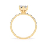Goldsmiths 18ct Yellow Gold 2.20cttw Marquise Cut Lab Grown Diamond Set Shoulder Solitaire Engagement Ring - Ring Size S.5